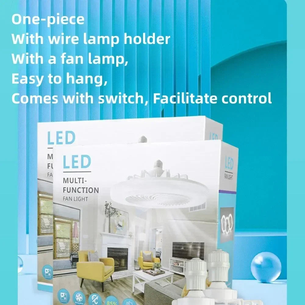 Smart 3-in-1 Ceiling Fan with Remote Control and 3-Speed E27 Lighting Base for Bedroom and Living...