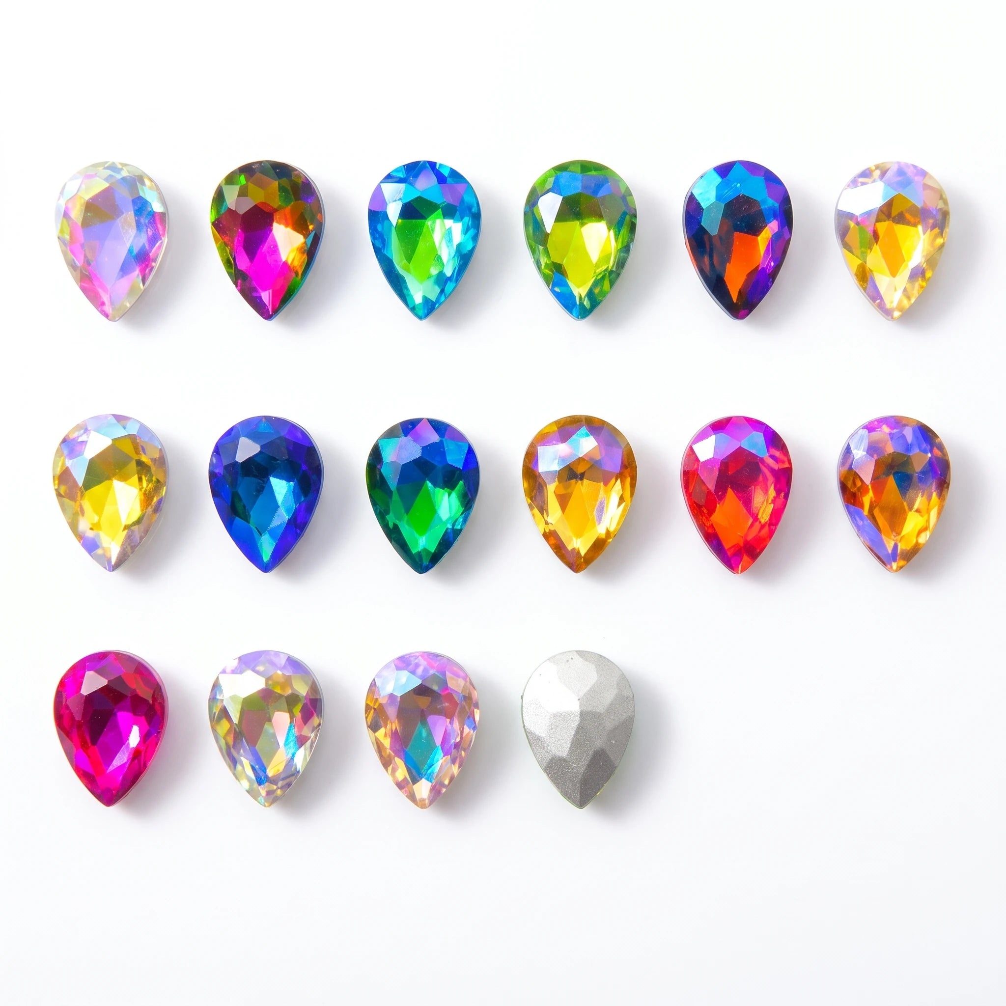 AB Colors 7 Sizes Waterdrop Water Drop Teardrop Droplet Glass Crystals Glue On Rhinestone Ornament DIY Trimming