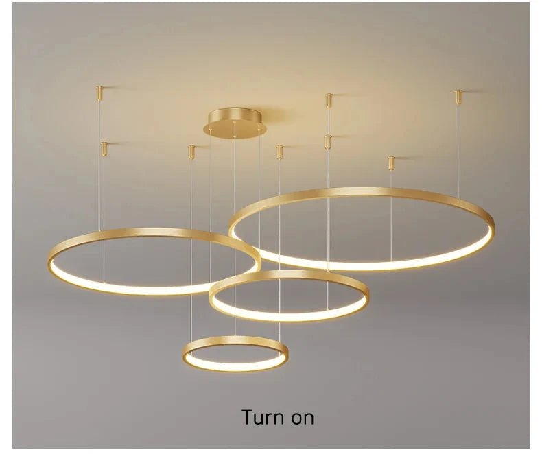 Nordic Led Ceiling Chandelier Modern Circular Ring Chandelier For Dining Room Bedroom Living Room Home Indoor Lighting Decor