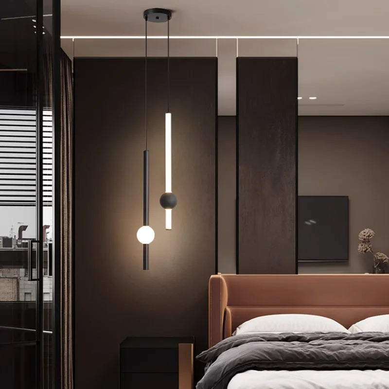 Nordic Glass Ball LED Chandelier Lighting Bedroom Bedside Hanging Pendant Lamp Modern Interior Home Decor Lights