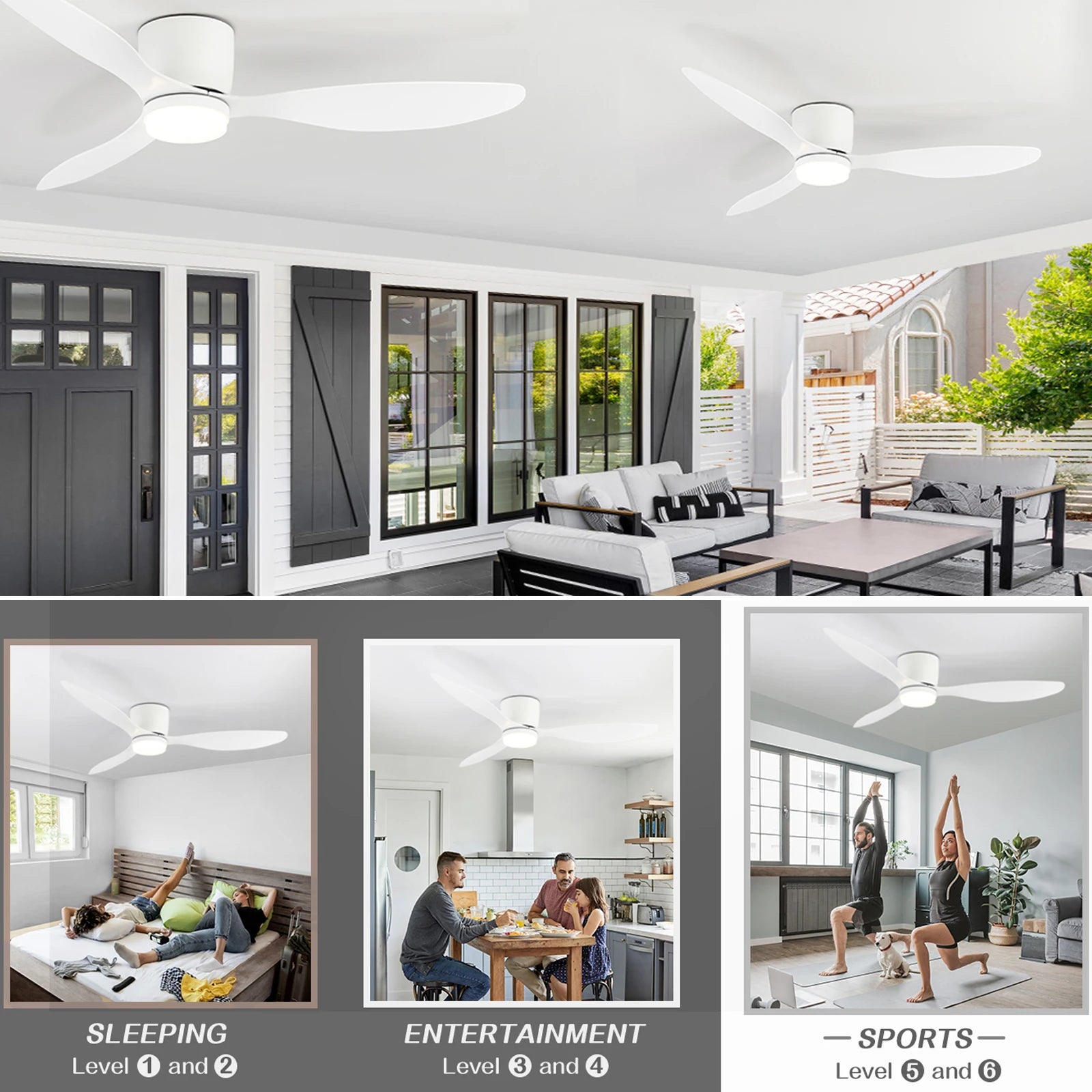 IRALAN Low Floor 52inch Ceiling Fan Modern Bedroom LED Fan Light Dining Living Room Ceiling Lamp ...