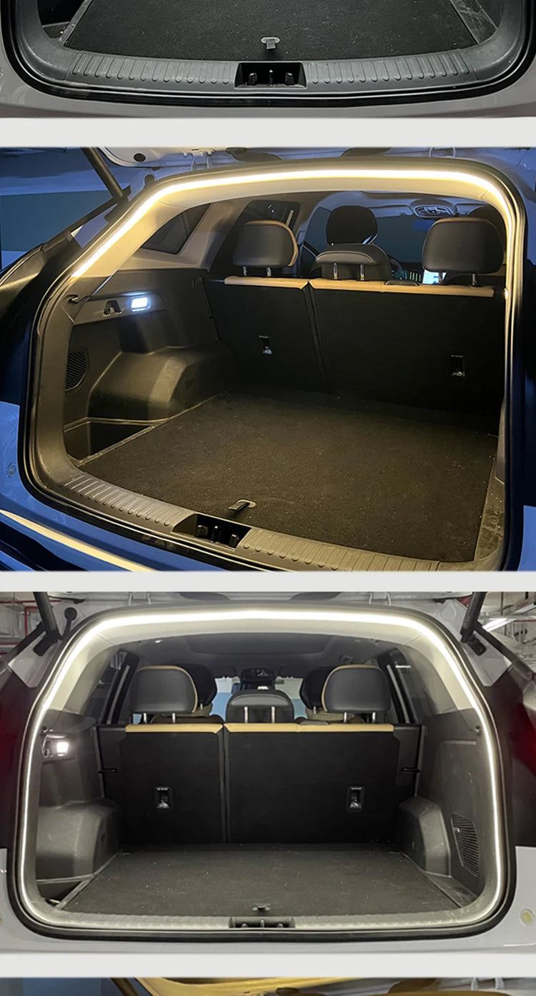 Car Trunk Led Light Strip Waterproof PVC Flexible Ambient Light Strip Automatic On/Off Hidden Ins...