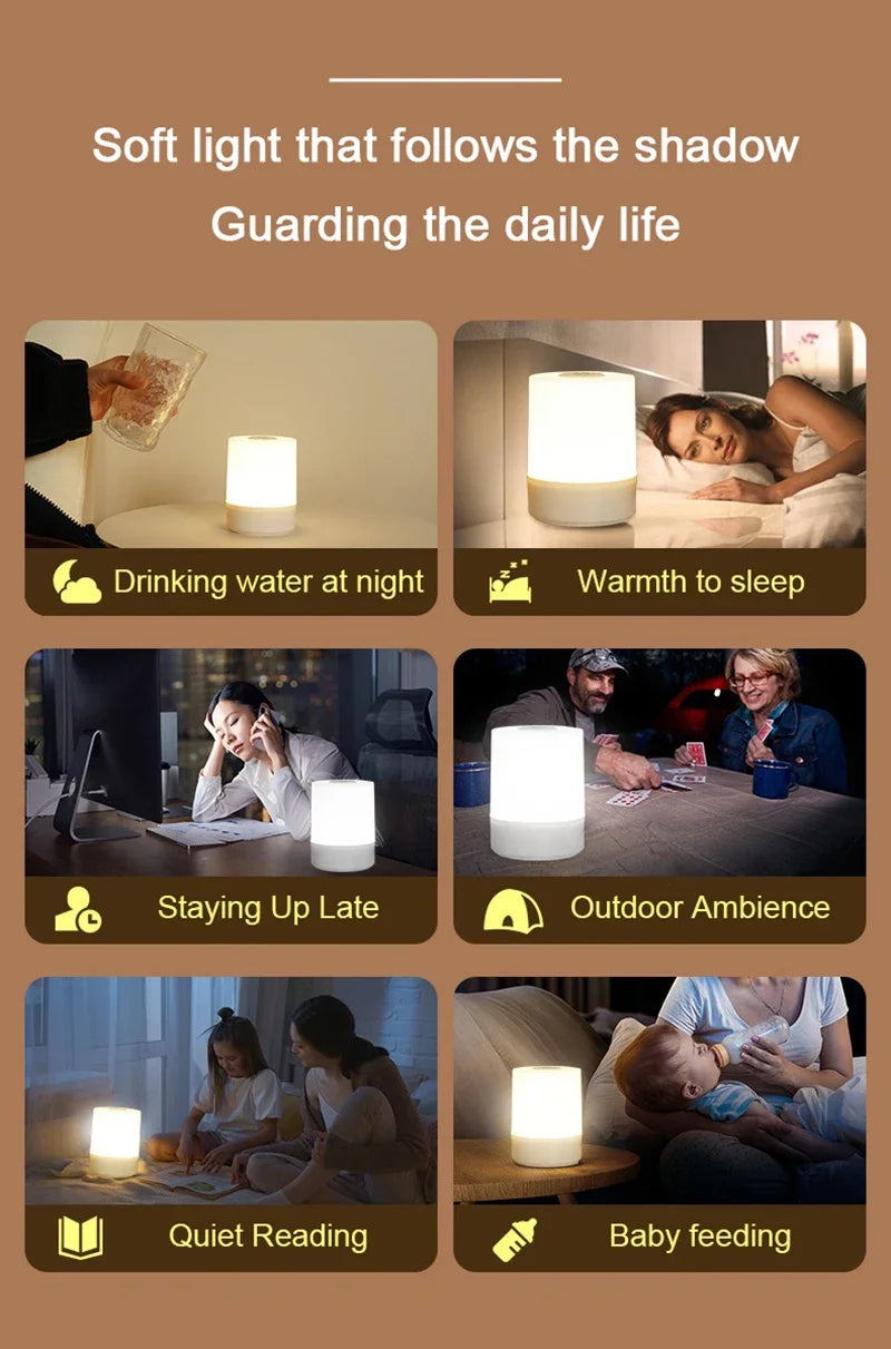 Led Night Lights Bedside Dimmable Charging Desktop Night Lamps Bedroom Bedside Lighting Decoratio...