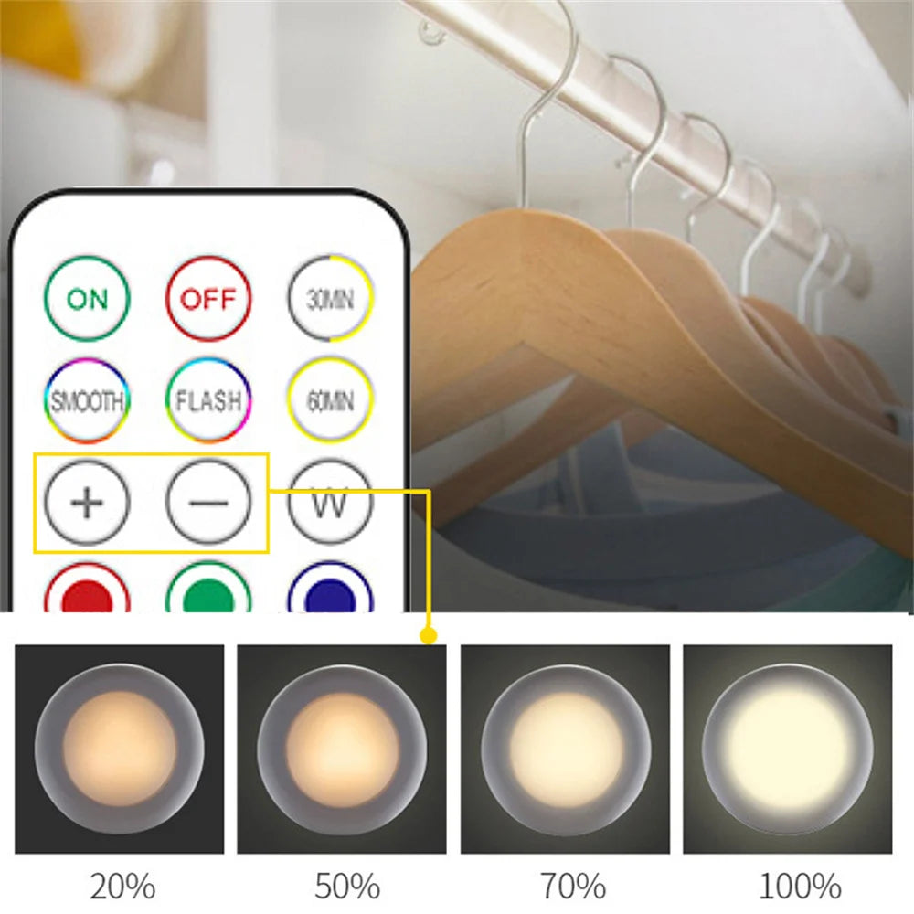 RGB Color Under Cabinet Light Wireless LED Light Remote Control 12 Color Touch Dimmable Night Lig...