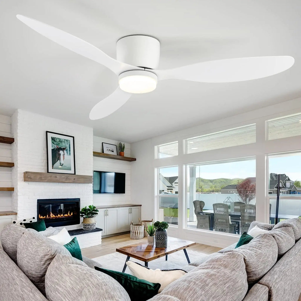 IRALAN Low Floor 52inch Ceiling Fan Modern Bedroom LED Fan Light Dining Living Room Ceiling Lamp ...