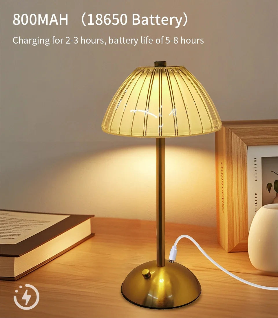 Dimmable Desktop Decor Night Light Table Lamp LED Touch Sensor Rechargeable Wireless Reading Lamp for Hotel Bar Bedroom Light