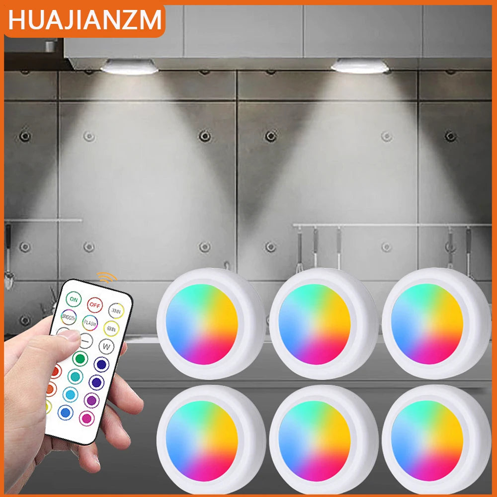 RGB Color Under Cabinet Light Wireless LED Light Remote Control 12 Color Touch Dimmable Night Lig...