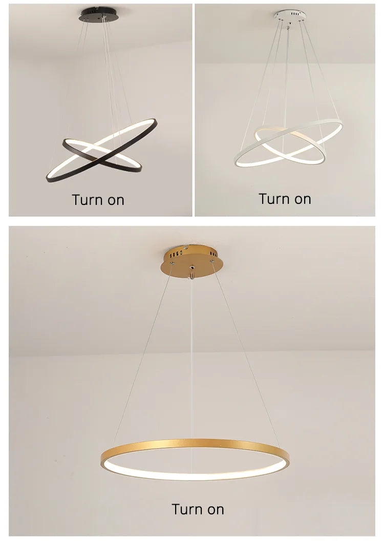 Modern led dining room chandeliers simple ringchandelier living bedroom Lights home indoorlighting decorative Pendant Lamps