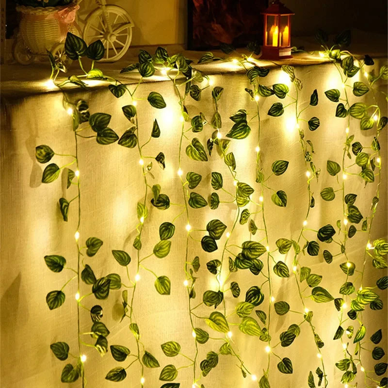 String Lights Artificial Vine Fairy Lights Battery Powered Christmas Tree Garland Light Flower Gr...