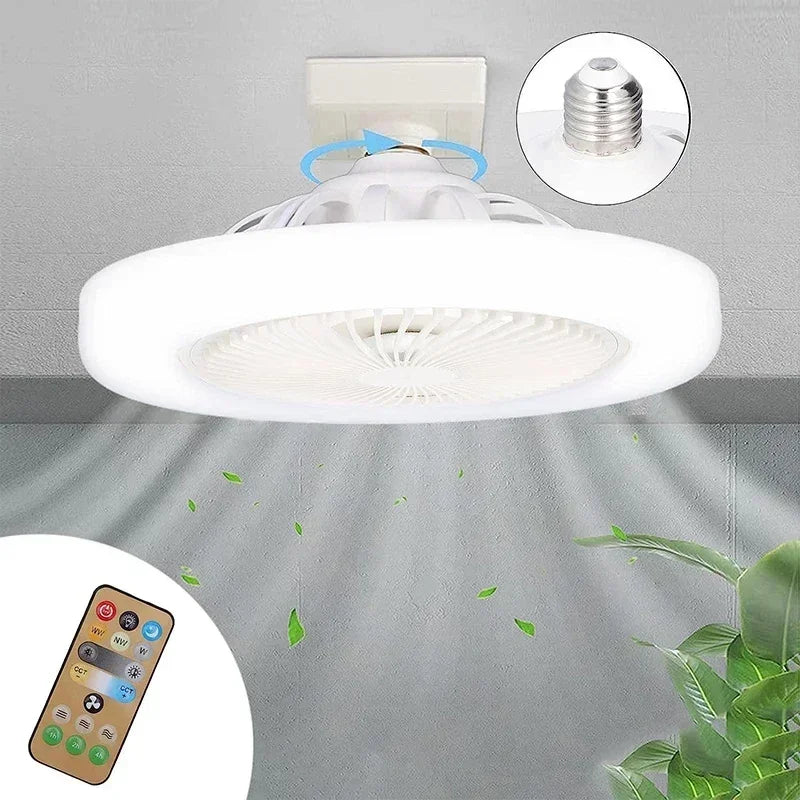 Smart 3-in-1 Ceiling Fan with Remote Control and 3-Speed E27 Lighting Base for Bedroom and Living...