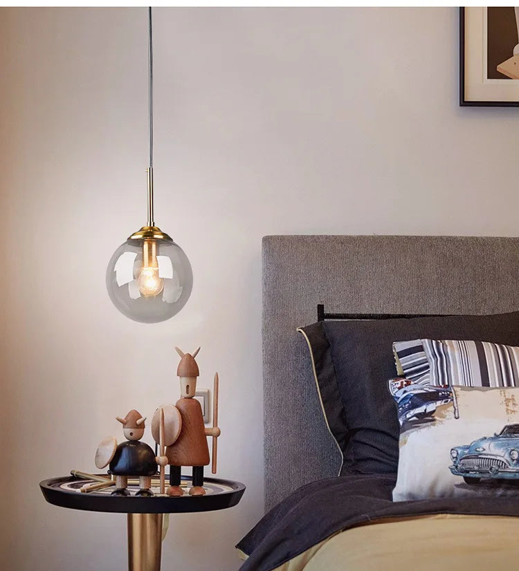 Modern Glass Hanging Lamp E27 Clear Amber Stone Chandelier  Nordic Home Decor Lighting for Living Room Cord Pendant Lights