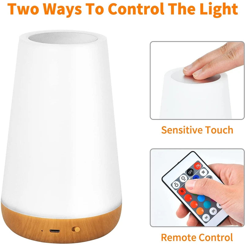 Night Light RGB 13 Color Changing Remote Control Touch Dimmable Lamp Portable Table Bedside Lamps...