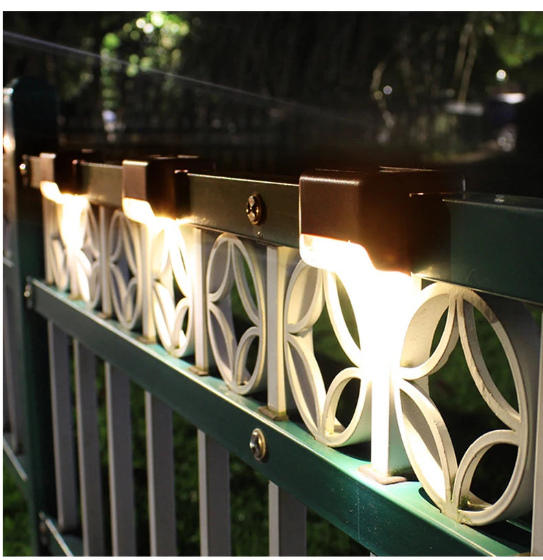 Warm White LED Solar Step Lights Outdoor Garden Path Stair Lights Waterproof Balcony Patio Fence ...