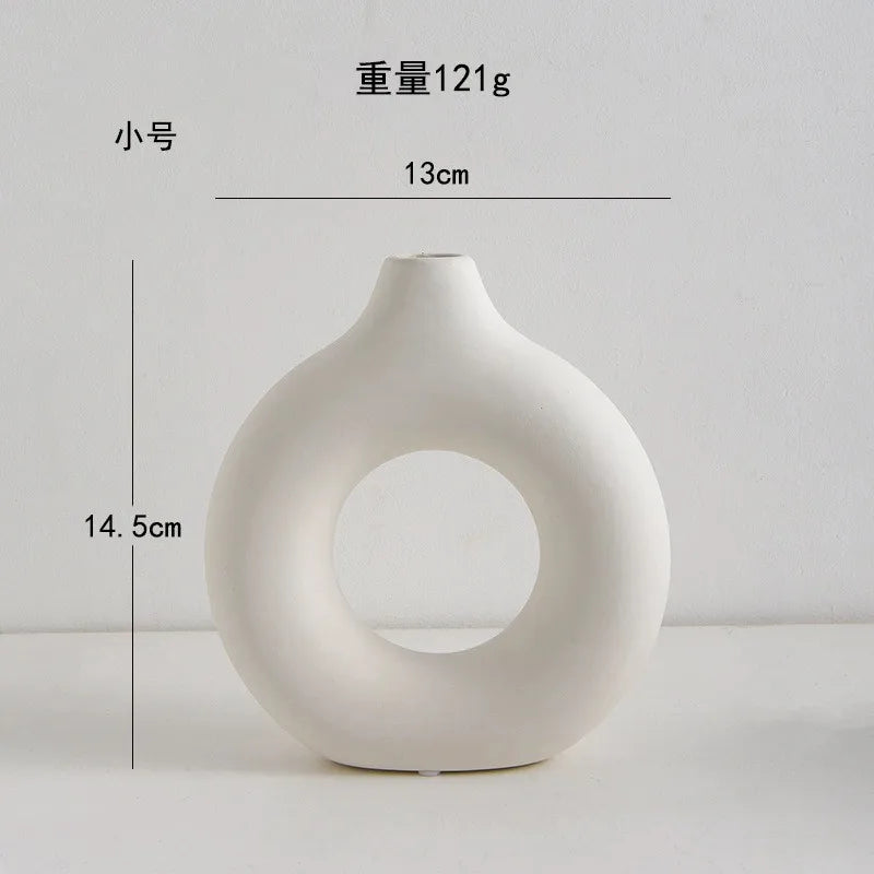 European Style White Plastic Vase Set Simple Creative Home Decor for Living Room Entryway TV Cabinet