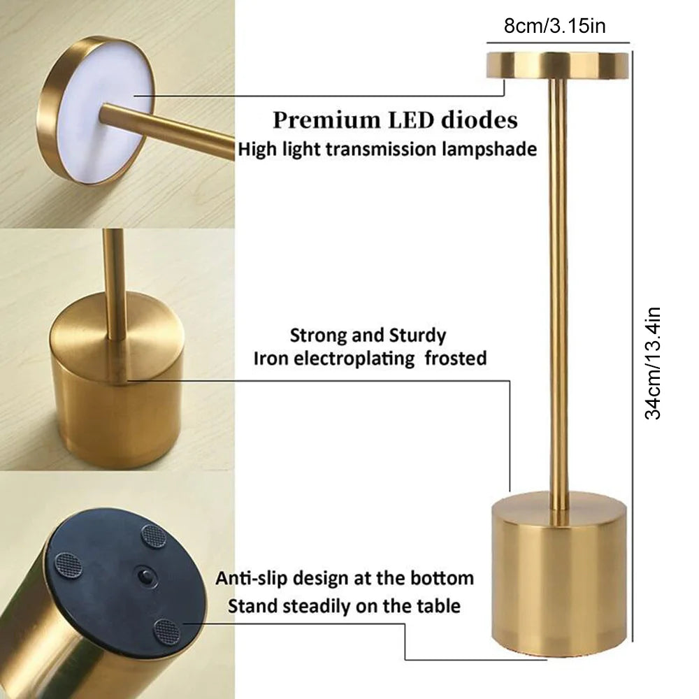 LED Table Lamp Touch Sensor Night Light USB Rechargeable Portable Bedroom Night Light Wireless Reading Lamp Restaurant Hotel Bar