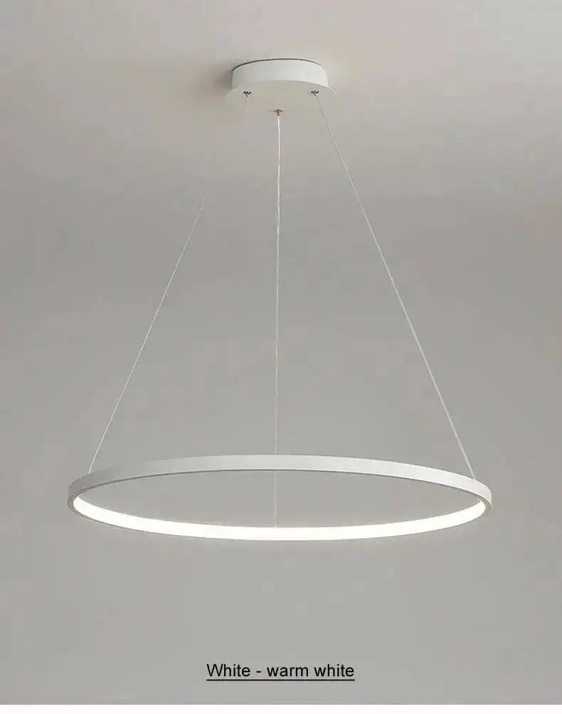 Nordic Ring Led Chandelier Lighting Aluminium Circle Lustre Dinning Room Pendant Lamp Black White Gold Frame Led Lamp Fixtures