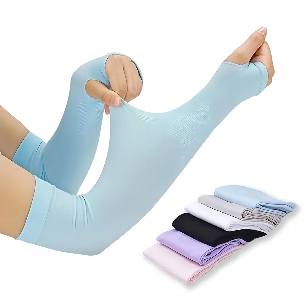 Ice Silk Sun Protection Arm Covers Unisex Elbow Cover Outdoor Cycling Running Fishing Driving Cool Anti-UV Arm Sleeves 1 Pair