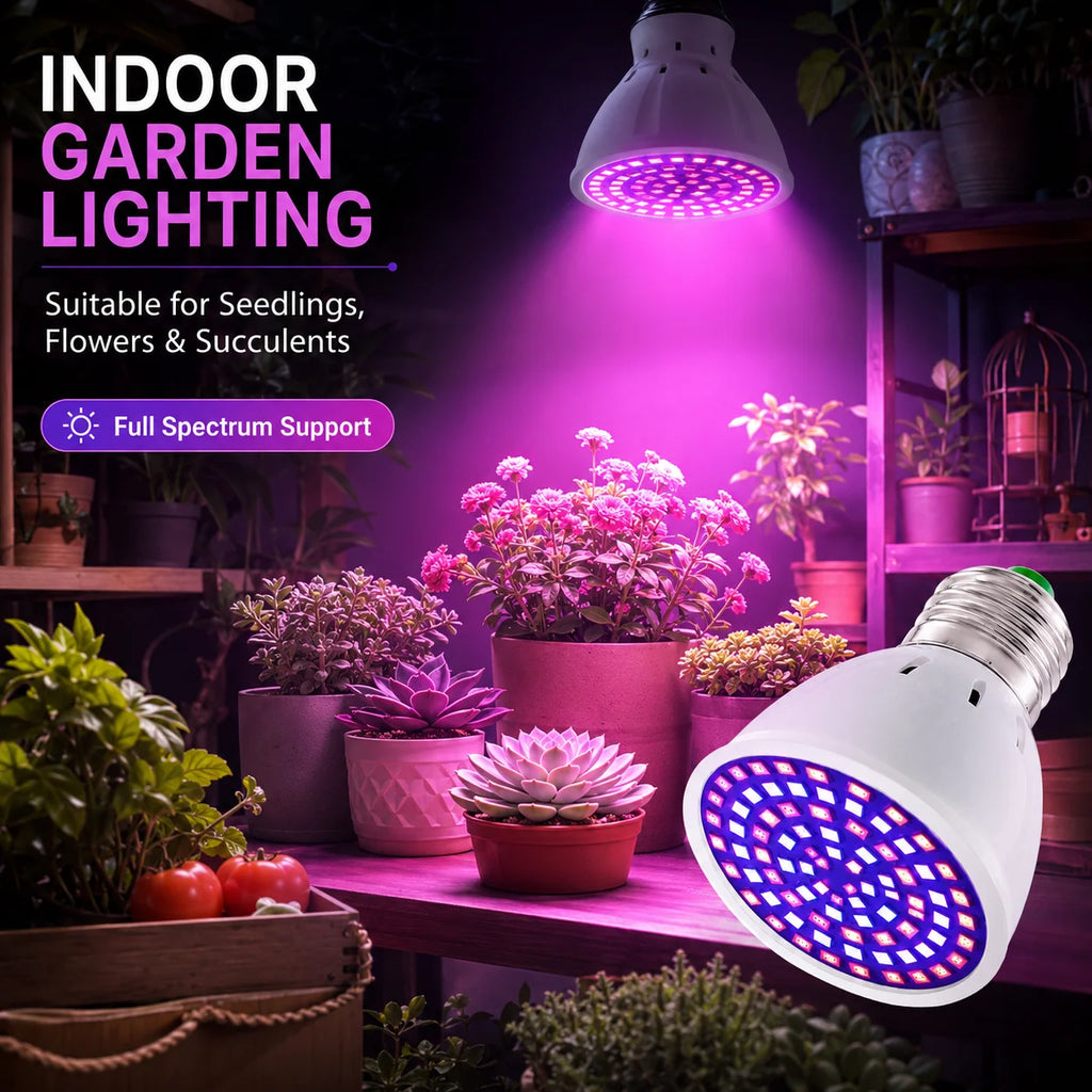 LED Grow Light Bulb E27 220V Full Spectrum 60/80LED Plant Lamp for Indoor Garden Seedling Greenho...