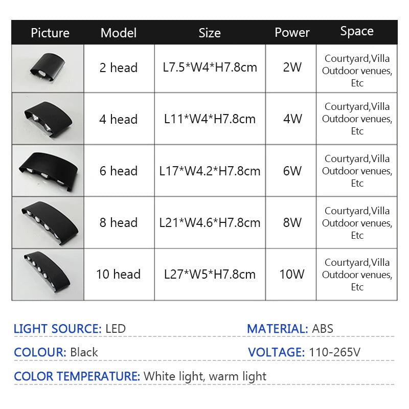 LED Up and Down Illuminated Wall Light Waterproof Interior Wall Light Bedroom Living Room Corrido...