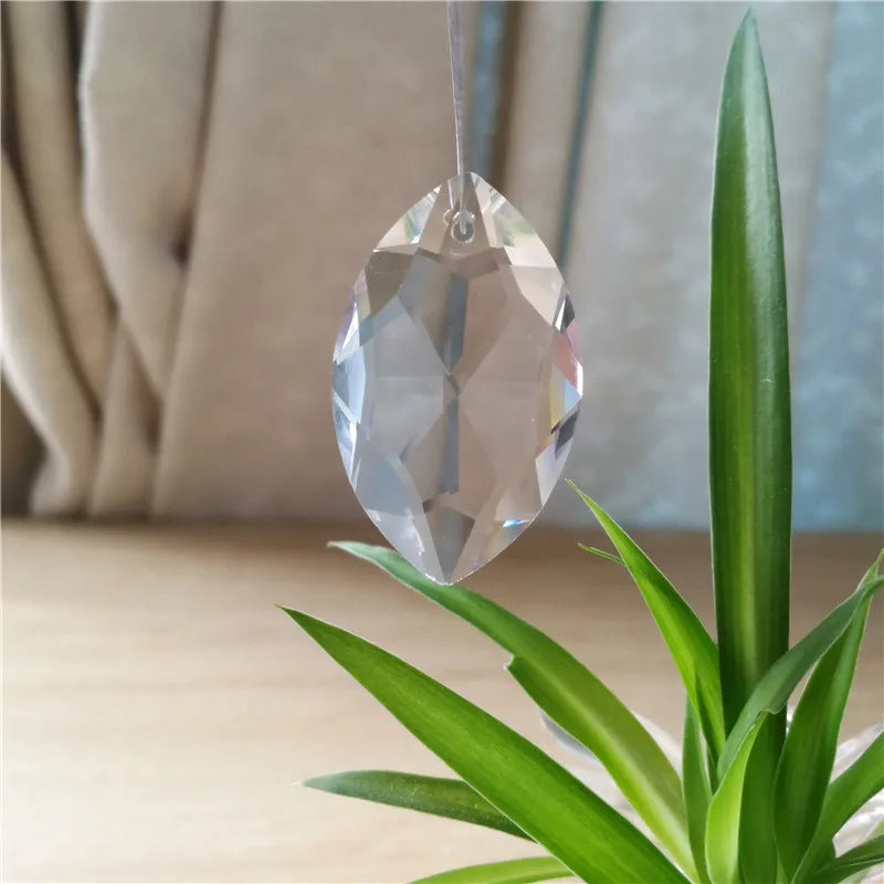 1pc Clear Crystal Horse Eyes Hanging Pendants Glass Refraction Prism Sun Catcher Chandelier Parts for Curtain Wedding Decoration