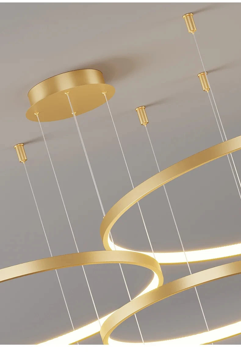 Nordic Led Ceiling Chandelier Modern Circular Ring Chandelier For Dining Room Bedroom Living Room Home Indoor Lighting Decor