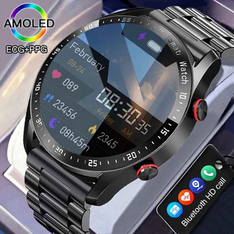 2026 New Bluetooth Call Smart Watch Men 360*360 HD Display Heart Rate Fitness Tracker ECG+PPG Business Smartwatches