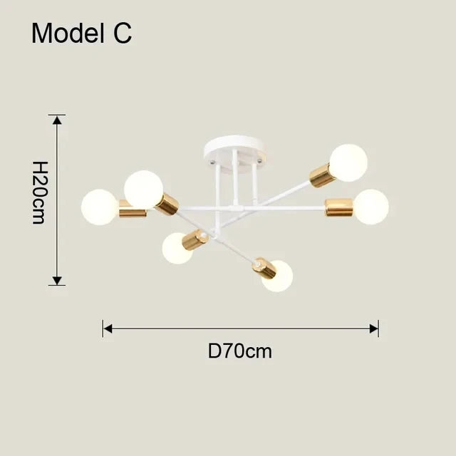 Nordic Minimalist Pendant Light Ceiling Lamp LED Chandelier Suitable for Bedrooms Living Rooms Black Gold Lighting De...