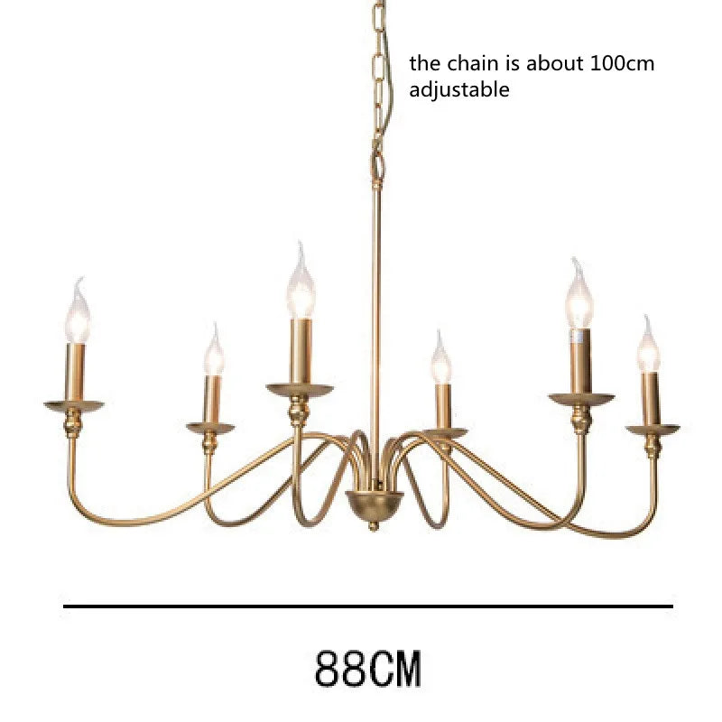 Retro Loft Living Room Chandelier Lighting E14 Vintage American Style Black/Gold Ceiling Chandelier Household Dining ...