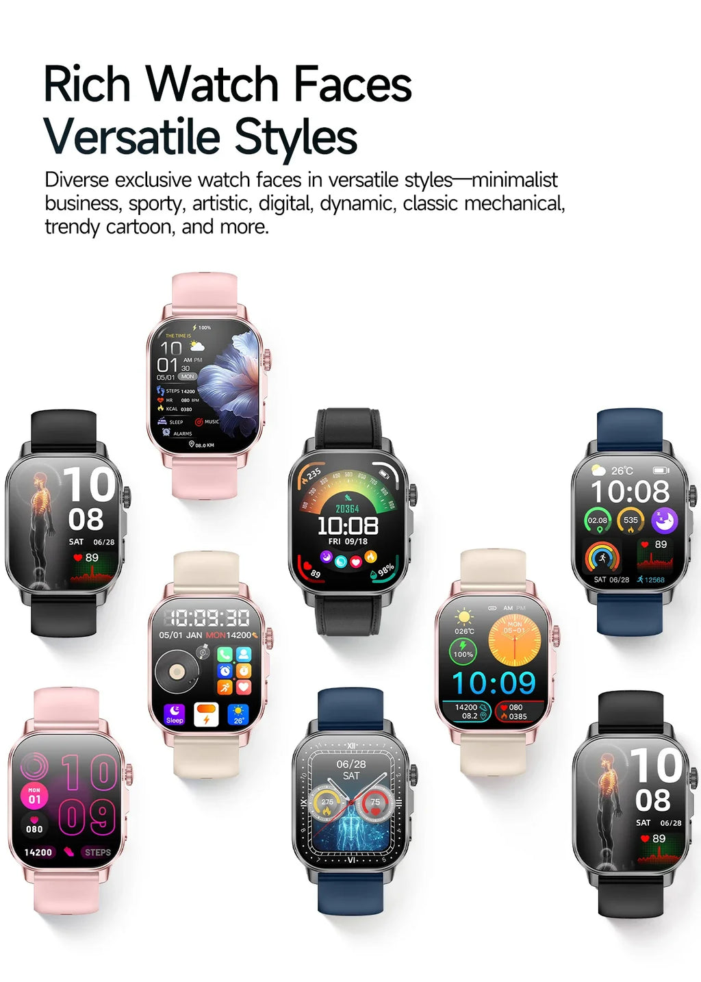 2026 Fashion Health Smart Watch Women 2.0"AMOLED ECG Physical Examination Fat Uric Acid Heart Rate BT Call Smartwatch For Ladies