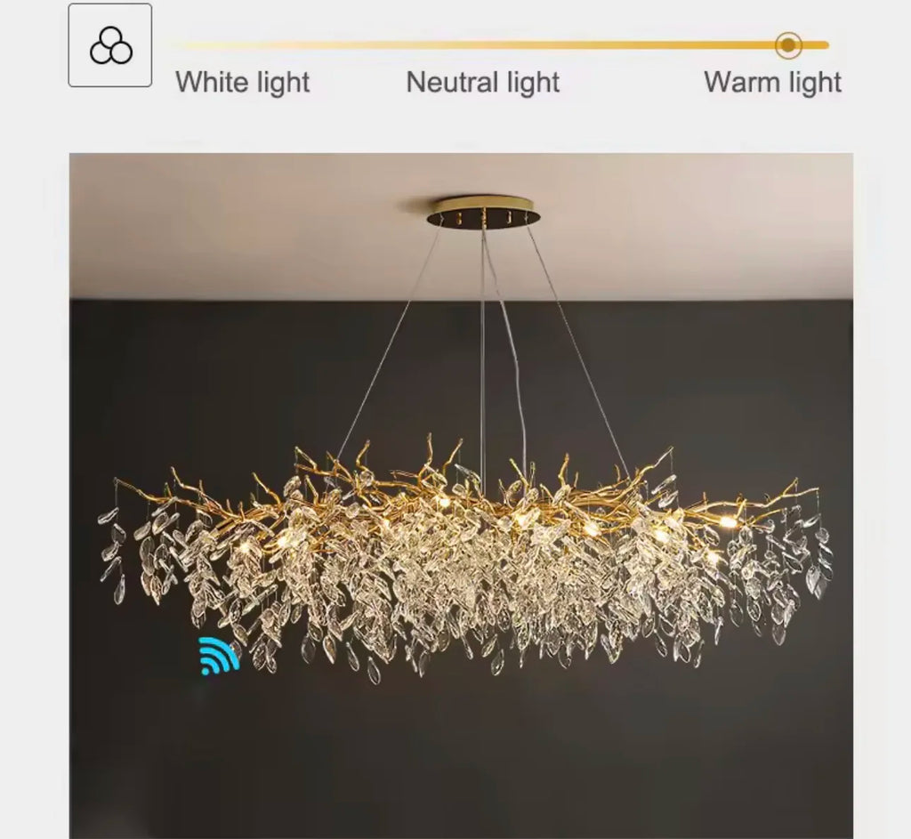 Luxury Gold Crystal LED Chandeliers Living Dining Room Bedroom Lighting Lustre Ceiling Pendant Lamps Indoor Villa Lights Fixture