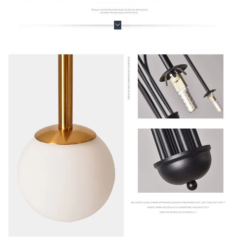 Nordic Minimalist Pendant Light for Living Room Restaurant Lamp Cafe Clothing Store Art Black Gold Red Chandelier
