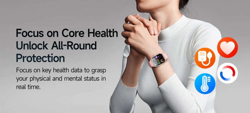 New Professional Health Watch Blood Pressure 2.01"AMOLED Screen Uric Acid Blood Lipids Flashlight Care Smart Watches for Women