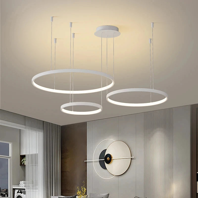 Nordic Led Ceiling Chandelier Modern Circular Ring Chandelier For Dining Room Bedroom Living Room Home Indoor Lighting Decor
