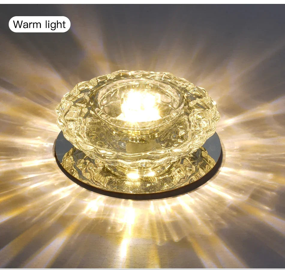 LED Crystal Lamp Embedded Ceiling Light for Home Living Room Corridor Decorative Ceiling Lamp Porch Balcony Indoor Lighting