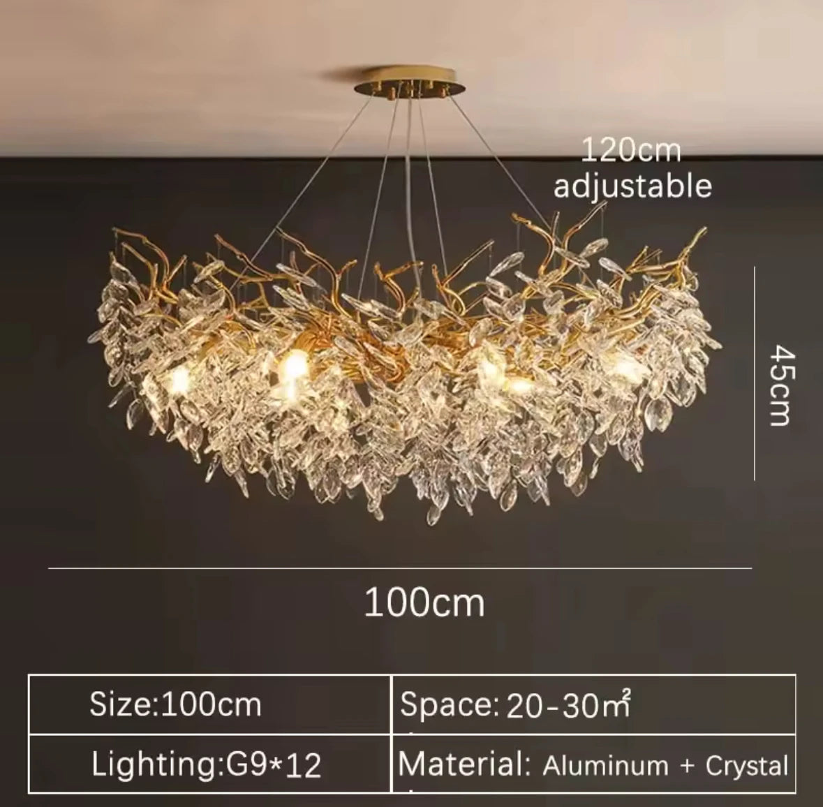Luxury Gold Crystal LED Chandelier — Dining & Living Room