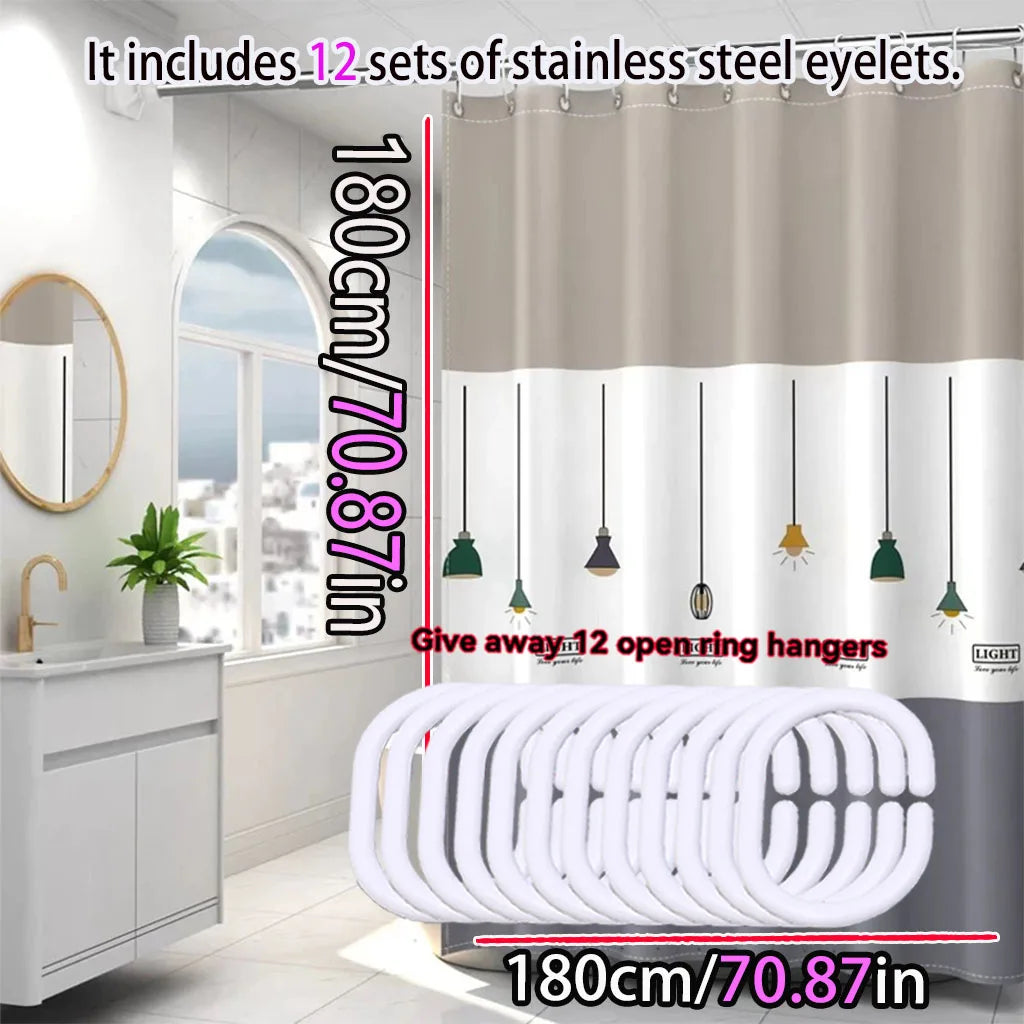 Nordic Chandelier Pattern Shower Curtain Bathroom Partition Curtain PEVA Material Waterproof and Easy to Clean