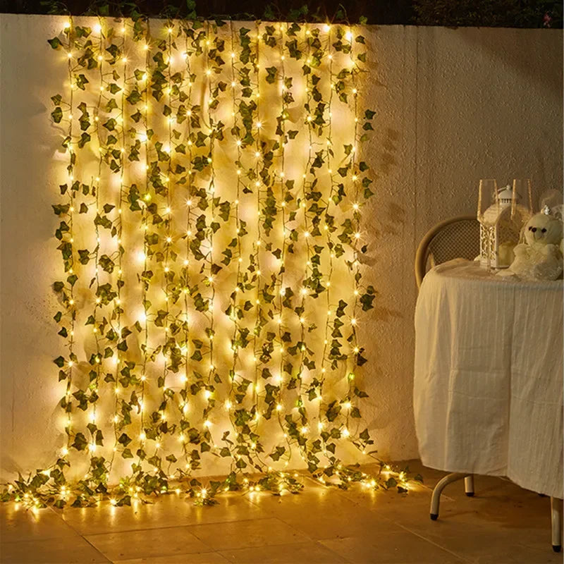 String Lights Artificial Vine Fairy Lights Battery Powered Christmas Tree Garland Light Flower Gr...