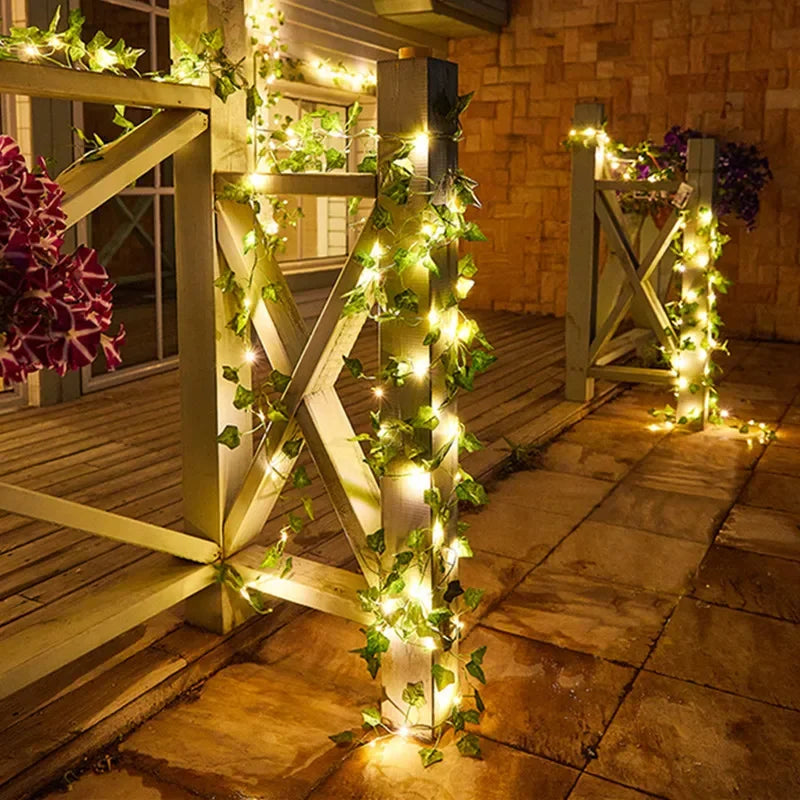 String Lights Artificial Vine Fairy Lights Battery Powered Christmas Tree Garland Light Flower Gr...