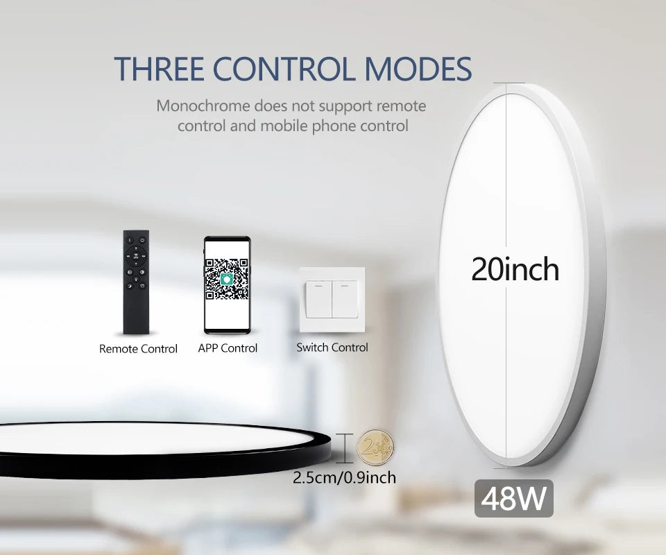 50CM Large Ceiling lamp Smart APP/ Remote Control Dimmable for Bedroom 48W Ceiling Lights AC 110/...
