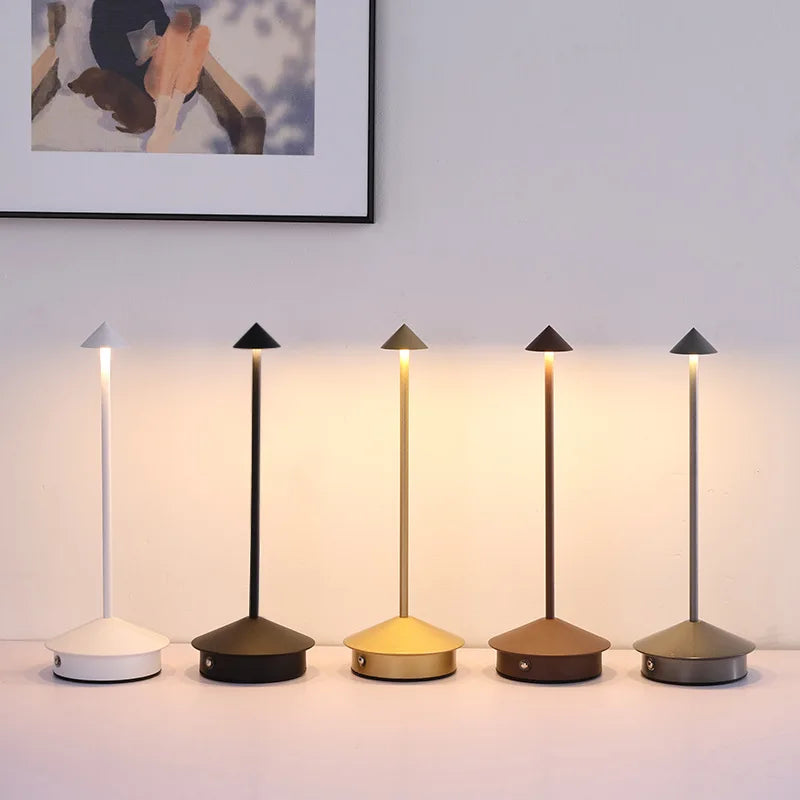 Rechargeable Table LED Lamp Touch Sensor Night Desk Lamp for Restaurant Hotel Bar Bedroom 3 Color Temperatures Stepless Dimming