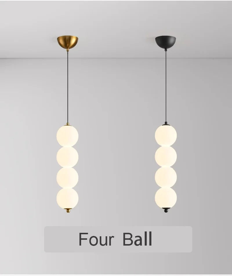 Bedside Pendant Lights for Bedroom Nordic 4 Ball Pendant Lamp for TV Background Kitchen Island Restaurant Dinning Room LED Light
