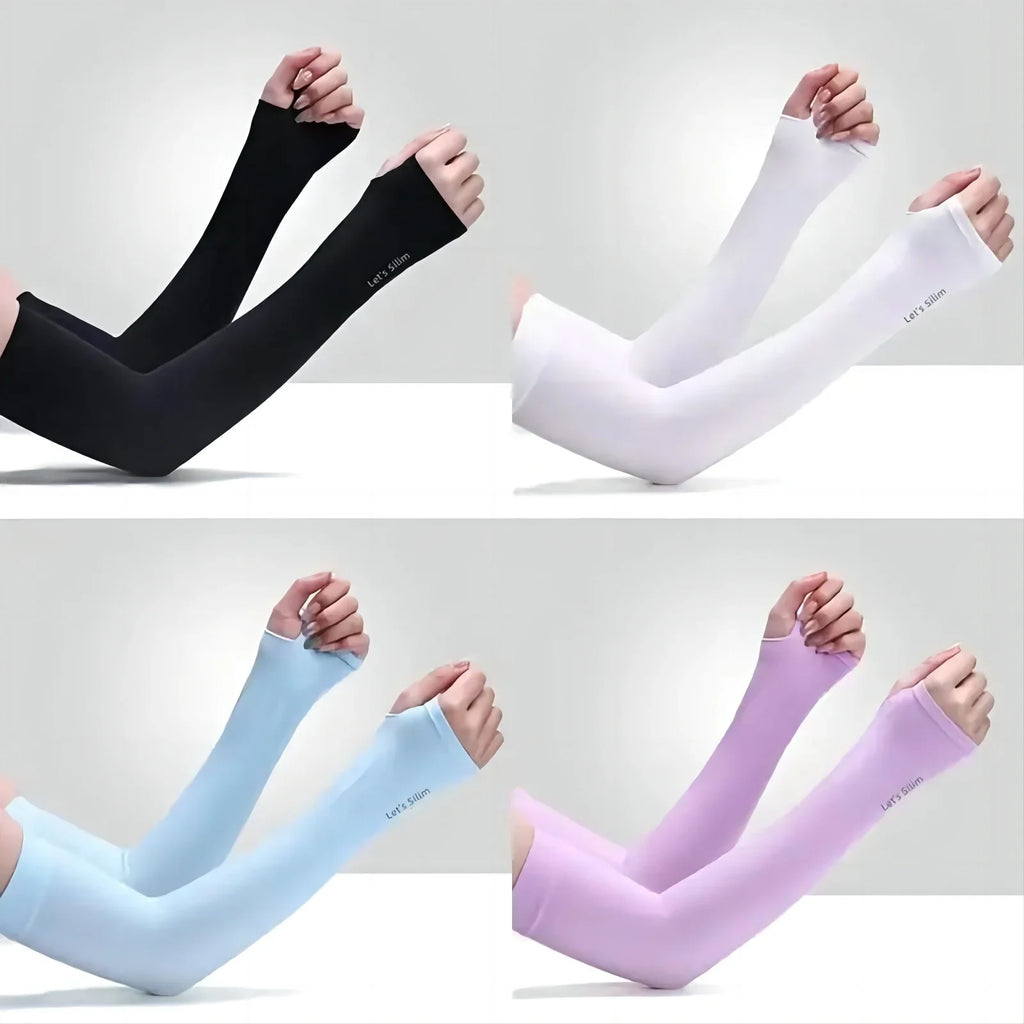 Ice Silk Sun Protection Arm Covers Unisex Elbow Cover Outdoor Cycling Running Fishing Driving Cool Anti-UV Arm Sleeves 1 Pair