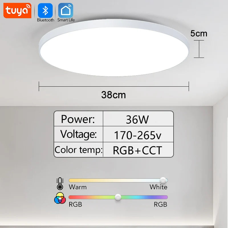 Smart LED Ceiling Light RGB Dimming APP TUYA Remote Control Timing Indoor Home Decor Bluetooth WIFI Bedroom Living Room