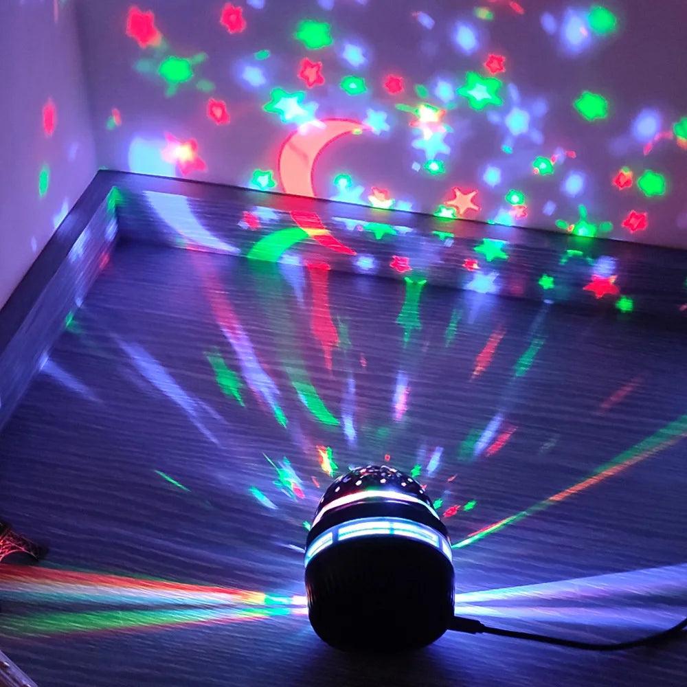 LED Starry Sky Lights Bedroom NightLights 5V USB Decoration Atmosphere Projector Lamp 360° Rotating For Weddings Christmas