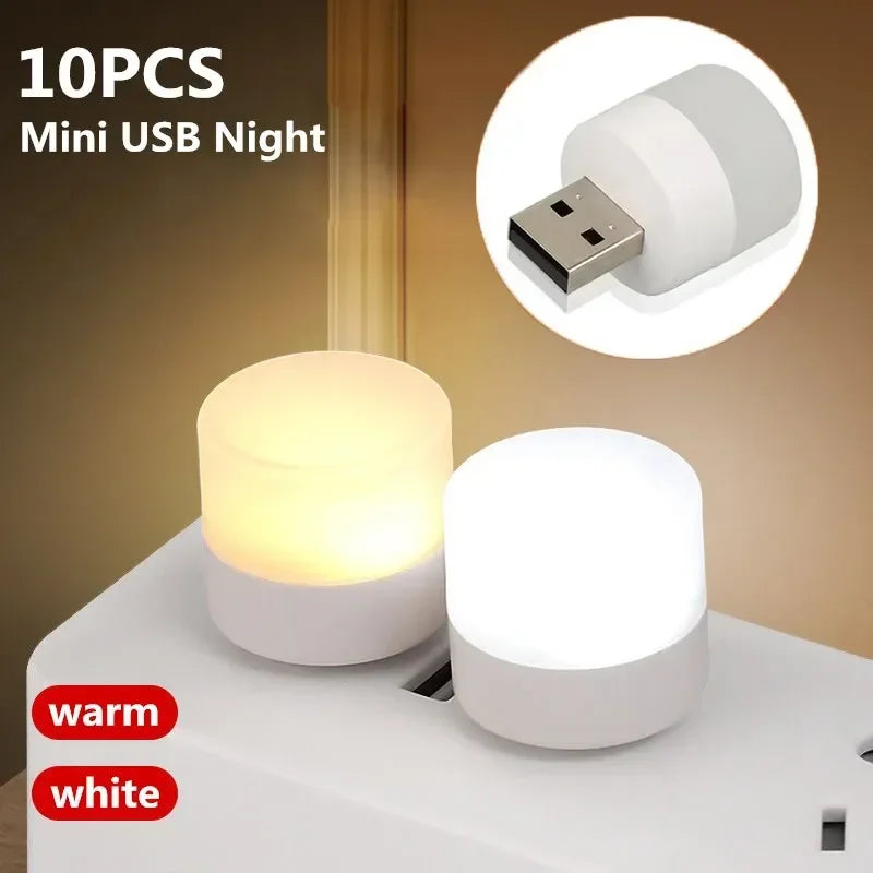 Mini USB Night Light Warm White Eye Protection Book Reading Light USB Plug Computer Mobile Power ...