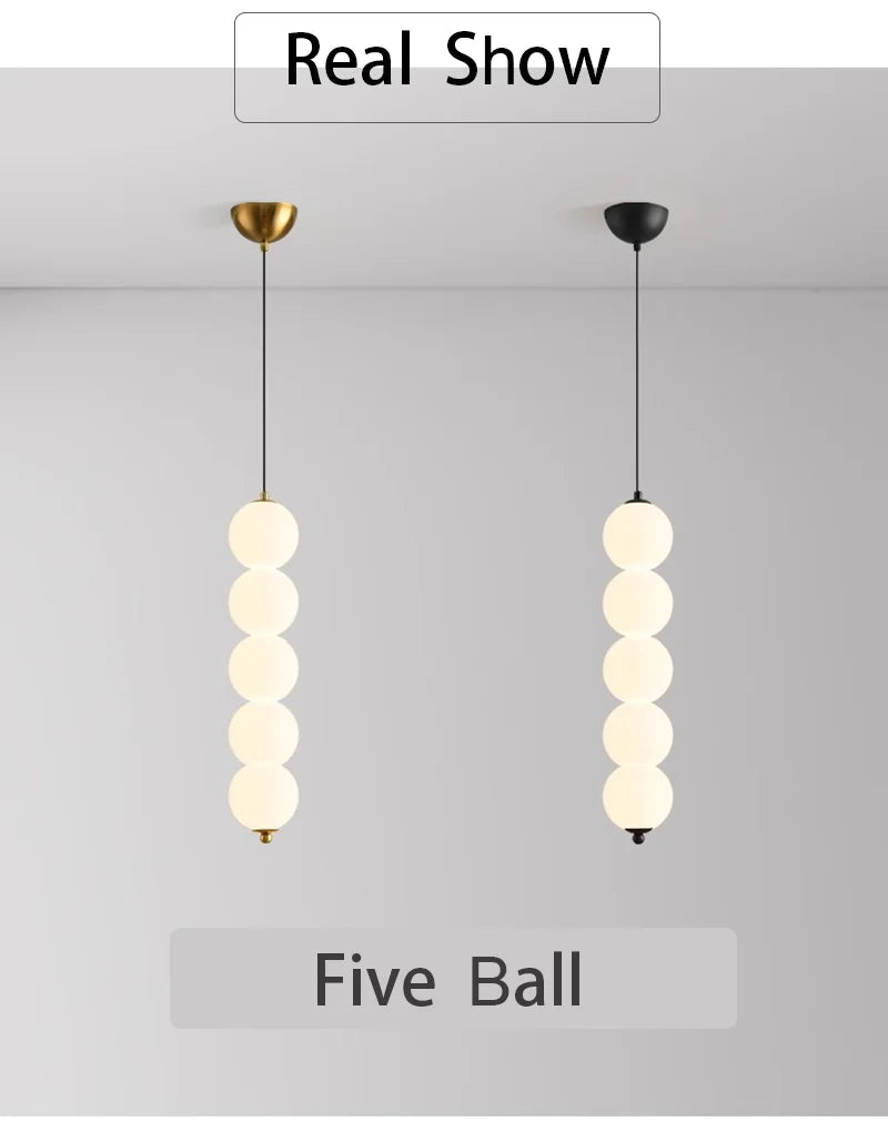 Bedside Pendant Lights for Bedroom Nordic 4 Ball Pendant Lamp for TV Background Kitchen Island Restaurant Dinning Room LED Light