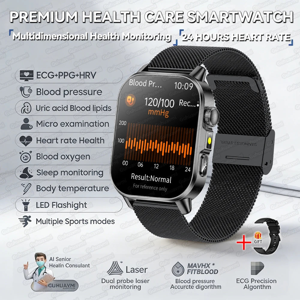 2026 Fashion Health Smart Watch Women 2.0"AMOLED ECG Physical Examination Fat Uric Acid Heart Rate BT Call Smartwatch For Ladies