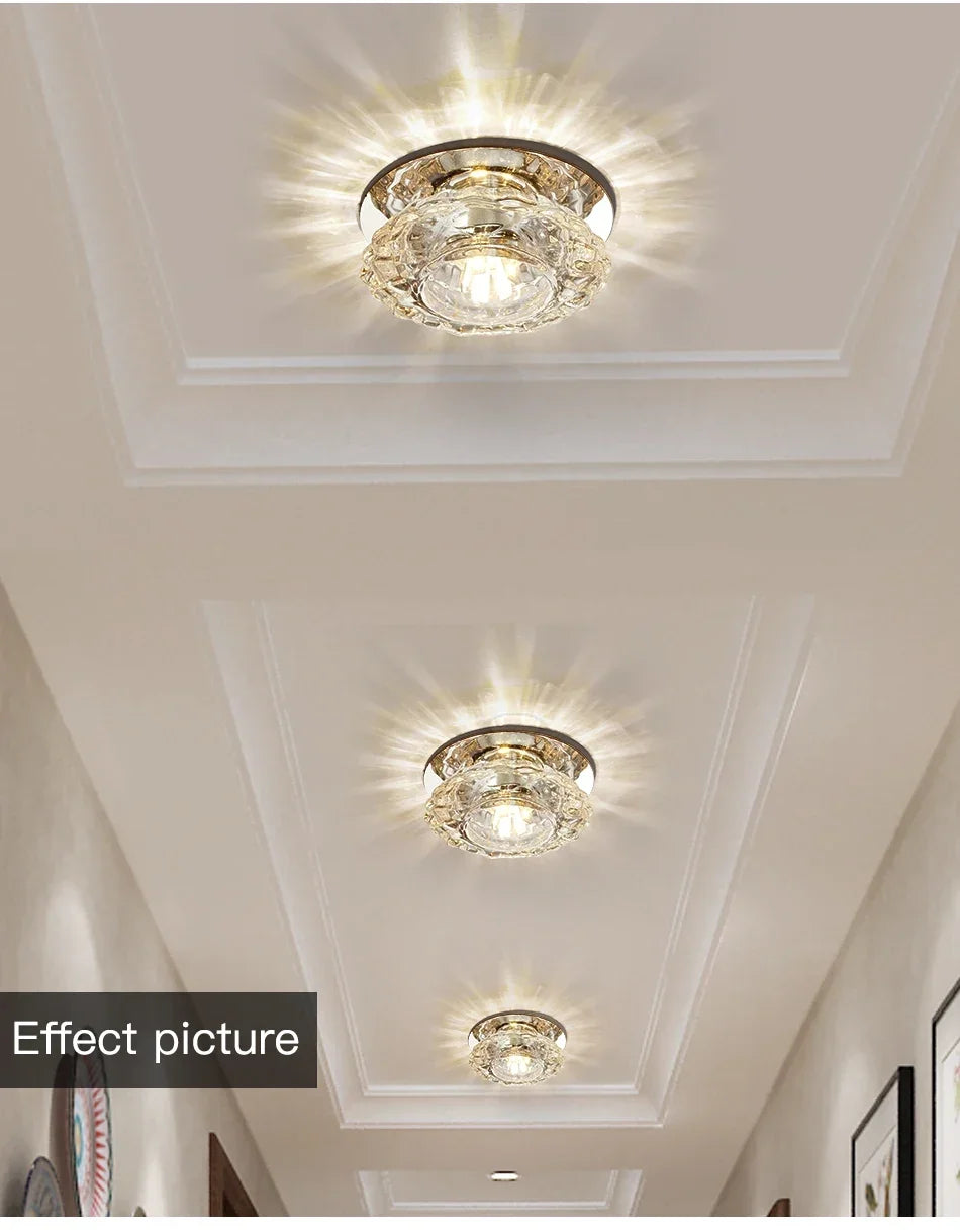LED Crystal Lamp Embedded Ceiling Light for Home Living Room Corridor Decorative Ceiling Lamp Porch Balcony Indoor Lighting