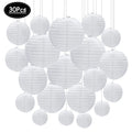 30Pcs/set White Paper Lanterns Chinese Hanging Round Lantern Lamp for Wedding Anniversary Birthday Party Decoration Christmas