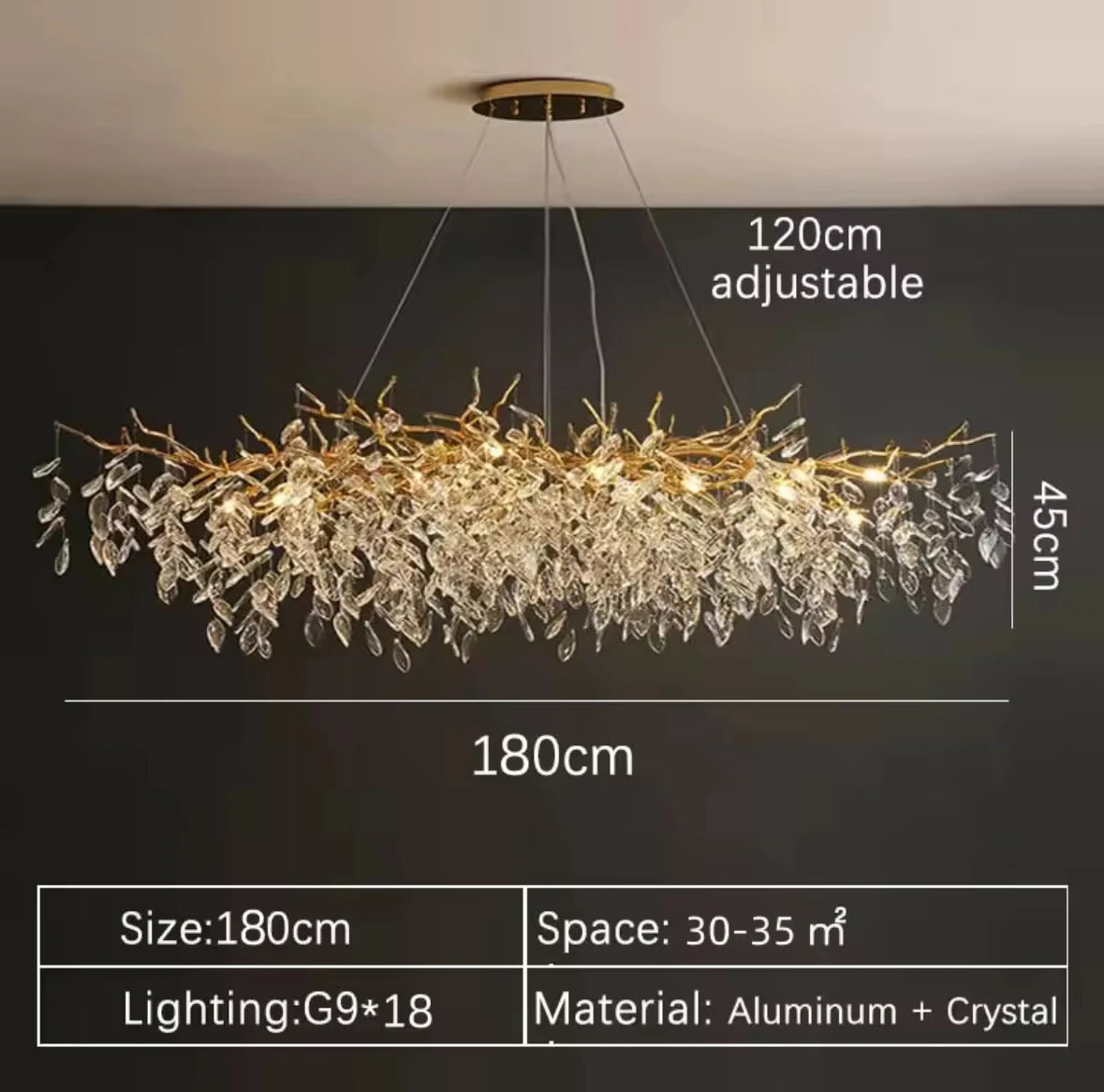 Luxury Gold Crystal LED Chandelier — Dining & Living Room